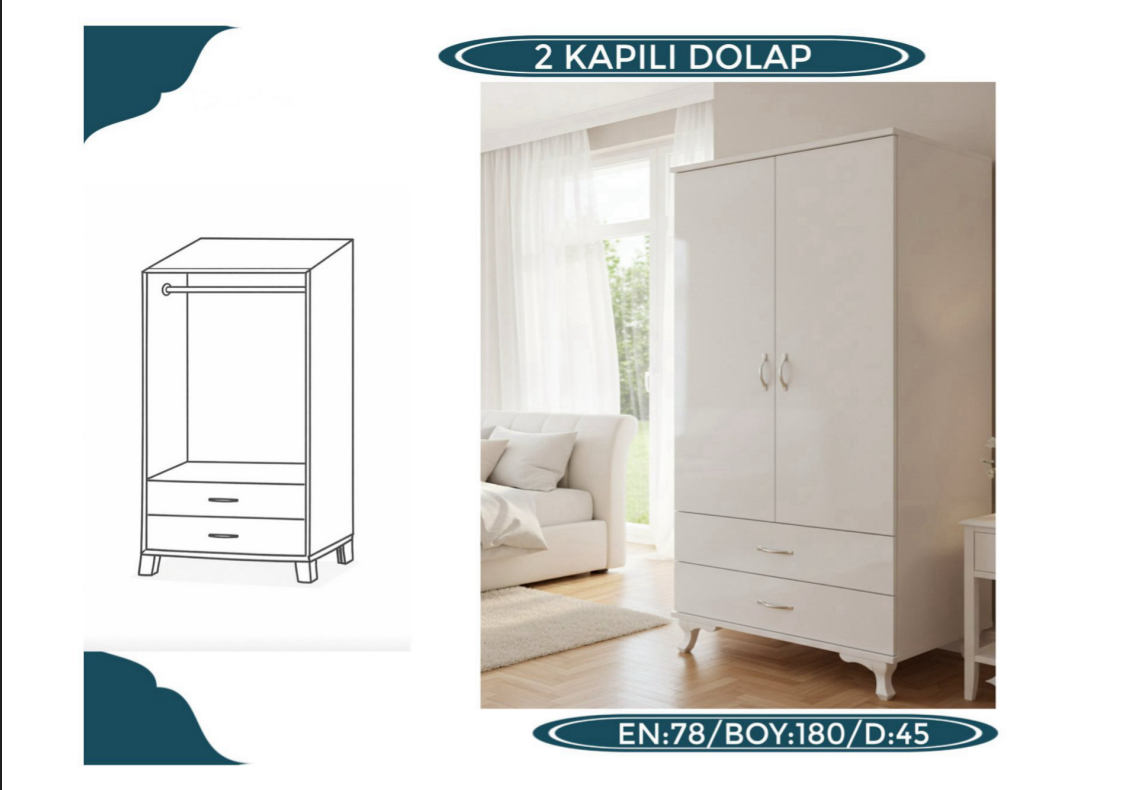 2 Kapaklı Dolap