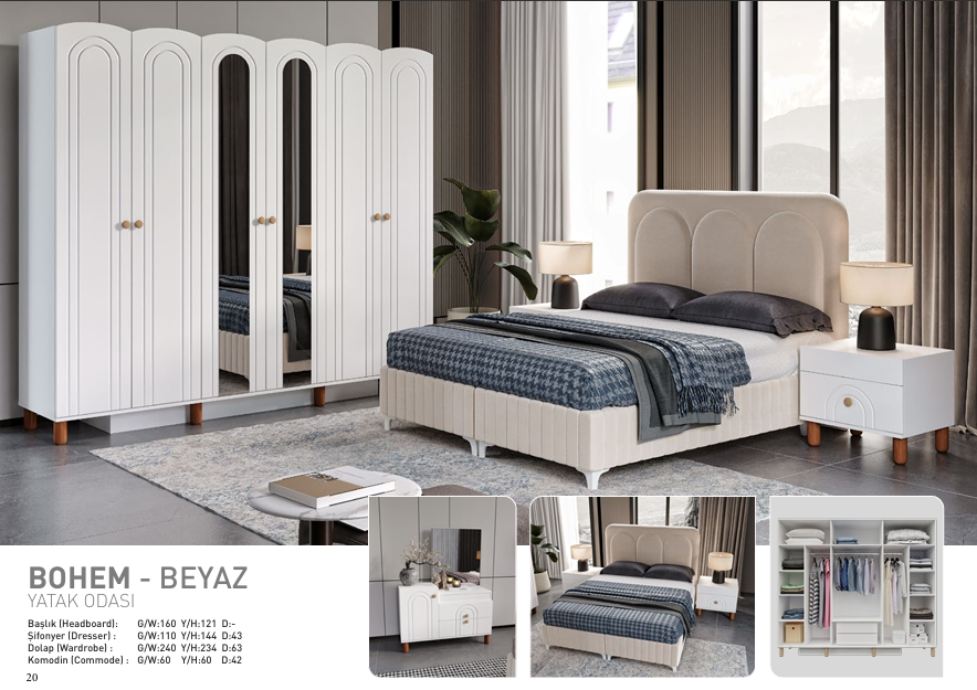 Bohem (Beyaz) Yatak Odası Takımı
